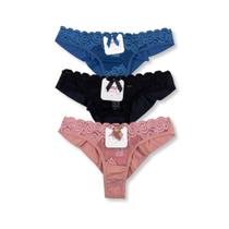 Kit c/ 3 Calcinha Fio Duplo Transparência e Detalhe em Renda Lut