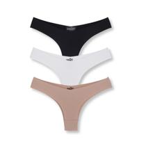 Kit c/ 3 Calcinha Sem Costura Tanga Cortada à Laser Bruvi Kit c/ 3 Calcinha Sem Costura Tanga Cortada à Laser Bruvi