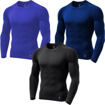 Kit C/ 3 Camisas de Compressão Térmica Stigli Pro Proteção FPU 50+ Manga Longa