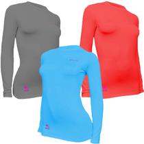 Kit C/ 3 Camisas Feminino Stigli Pro Proteção Solar FPU 50 Manga Longa Luna Poliamida B