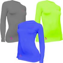 Kit C/ 3 Camisas Feminino Stigli Pro Proteção Solar FPU 50 Manga Longa Luna Poliamida F