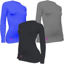 Kit C/ 3 Camisas Feminino Stigli Pro Proteção Solar FPU 50 Manga Longa Luna Poliamida F