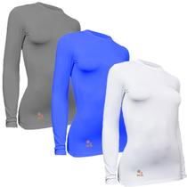 Kit C/ 3 Camisas Térmicas Feminino Stigli Pro Proteção Solar FPU 50+ Manga Longa Colorful E