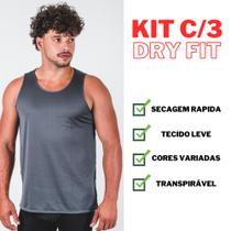 Kit c/3 Camiseta Regata Dry Fit Antitranspirante Academia Exercício Masculino Kit c/3 Camiseta Regata Dry Fit Antitranspirante Academia Exercício Masculino