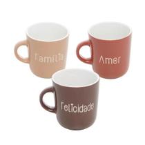 kit c/3 Caneca De Porcelana Grateful Words Sortida 170Ml