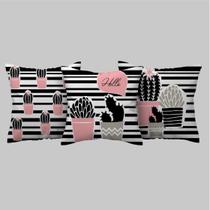 Kit C/ 3 Capas Almofada Decorativa Cacto Rosa Modern Print Kit C/ 3 Capas Almofada Decorativa Cacto Rosa Modern Print
