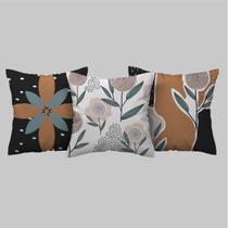 Kit C/3 Capas De Almofada Floral Abstrato Tons Pastéis 40x40