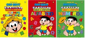Kit C/3 Cartilhas Turma do Chico Bento Caminhos da Alfabetização Formas Geométricas, Alfabeto e Números