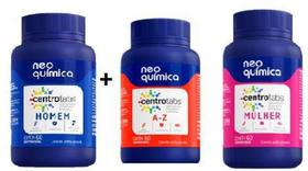 Kit c/3 Centrotabs - Homem + Mulher + A-Z C/60 Comprimidos Em Cada Frasco - Neo Quimica Kit c/3 Centrotabs - Homem + Mulher + A-Z C/60 Comprimidos Em Cada Frasco - Neo Quimica