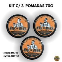 Kit C/3 Cera Capilar Efeito Seco Matte Deluxe Extra Forte Uso Profissional Made in Barber 70g e 130g