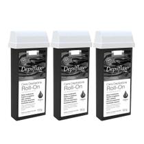 Kit c/3 Ceras Depilatória Negra Refil Roll On Depilflax 100g