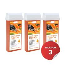 Kit c/3 Ceras Depilatória Refil Roll On Depilflax Mamão 100g Kit c/3 Ceras Depilatória Refil Roll On Depilflax Mamão 100g