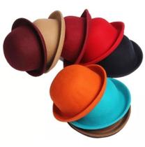 Kit C/ 3 Chapeu Coco Feltro Feminina Cores Variados