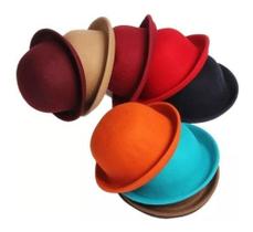 Kit C/ 3 Chapéu Coco Feltro Feminina Cores Variados