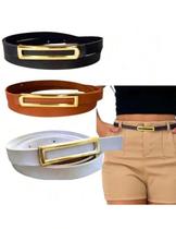 Kit C/ 3 Cintos Feminino Fino Fivela Longa material ecológico