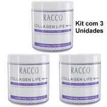 Kit c/ 3 Collagen Life Colageno Hidrolisado em Po Puro Sem Sabor Racco 200g Kit c/ 3 Collagen Life Colageno Hidrolisado em Po Puro Sem Sabor Racco 200g