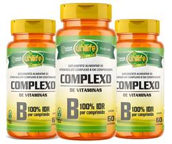KIT C/3 Complexo B - B1 B2 B3 B5 B6 B12 - 60 Comp Unilife