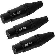 Kit c/ 3 conectores xlr fêmea preto mak pro mk-xlr-fec Kit c/ 3 conectores xlr fêmea preto mak pro mk-xlr-fec