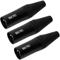 Kit c/ 3 conectores xlr macho preto mak pro mk-xlr-mec Kit c/ 3 conectores xlr macho preto mak pro mk-xlr-mec