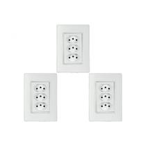 Kit C/3 - Conjunto Ilumi Vivaz Branco Com Placa 3 Tomadas...