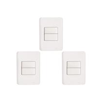 Kit C/3 - Conjunto Perlex Aros 4X2 Branco Com Placa(1Simp... Kit C/3 - Conjunto Perlex Aros 4X2 Branco Com Placa(1Simp...