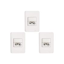Kit C/3 - Conjunto Perlex Aros 4X2 Branco Com Placa(1Simp... Kit C/3 - Conjunto Perlex Aros 4X2 Branco Com Placa(1Simp...