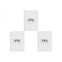 Kit C/3 - Conjunto Perlex Aros 4X2 Branco Com Placa(1Toma...