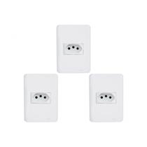 Kit C/3 - Conjunto Perlex Aros 4X2 Branco Com Placa(1Toma...