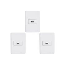 Kit C/3 - Conjunto Perlex Aros 4X2 Branco Com Placa(1Toma... Kit C/3 - Conjunto Perlex Aros 4X2 Branco Com Placa(1Toma...