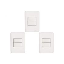 Kit C/3 - Conjunto Perlex Aros 4X2 Branco Com Placa(2Simp...