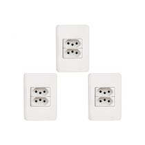Kit C/3 - Conjunto Perlex Aros 4X2 Branco Com Placa(2Toma... Kit C/3 - Conjunto Perlex Aros 4X2 Branco Com Placa(2Toma...
