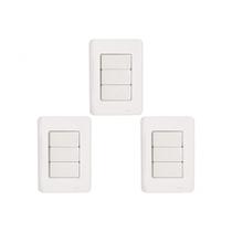 Kit C/3 - Conjunto Perlex Aros 4X2 Branco Com Placa(3Simp...