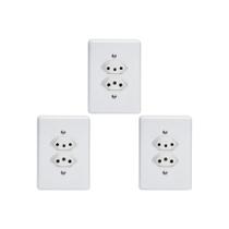 Kit C/3 - Conjunto Perlex''Branca''Com Placa(2Tomadas 10/...