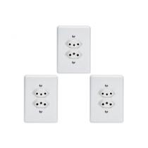 Kit C/3 - Conjunto Perlex''Branca''Com Placa(2Tomadas 20A) ...