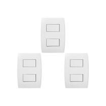 Kit C/3 - Conjunto Soprano Ilus 4X2 Branco Com Placa(2Sim... Kit C/3 - Conjunto Soprano Ilus 4X2 Branco Com Placa(2Sim...