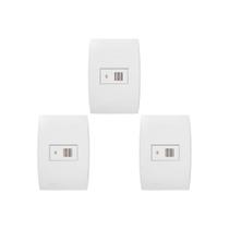 Kit C/3 - Conjunto Soprano Ilus 4X2 Branco Com Placa(Ciga... Kit C/3 - Conjunto Soprano Ilus 4X2 Branco Com Placa(Ciga...