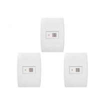 Kit C/3 - Conjunto Soprano Ilus 4X2 Branco Com Placa(Ciga... Kit C/3 - Conjunto Soprano Ilus 4X2 Branco Com Placa(Ciga...