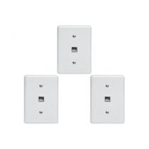 Kit C/3 - Conjunto Tomada Fone Perlex''Branca''Com Placa(...