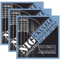Kit C/ 3 Cordas Nig Ukulelê Nylon Branco Concert Com Bolinha