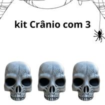 Kit C/3 Crânio 16cm Esqueleto Enfeite Halloween Decoração