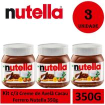 Kit c/3 Creme De Avelã Com Cacau Ferrero Nutella 350g