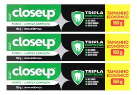 Kit C/3 Creme Dental Closeup Tripla Proteção Menta 150g Kit C/3 Creme Dental Closeup Tripla Proteção Menta 150g