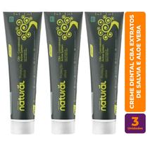 Kit c/ 3 Creme Dental Vegano CBA Extratos de Salvia e Aloe Vera 80g - Orgânico Natural