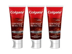 Kit C/ 3 Cremes Dental Colgate Luminous White Carvão Ativado 70g Kit C/ 3 Cremes Dental Colgate Luminous White Carvão Ativado 70g
