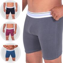 Kit C/3 Cueca Boxer ALGODAO Masculino LONG LEG Box malha Revenda