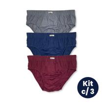 Kit c/ 3 Cueca Plus Size Slip Básica de Algodão Marxan