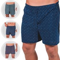 Kit C/3 Cueca SAMBA CANCAO Liganete LUXO Pijama Estampado SHORT DORMIR Direto Fabrica