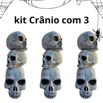 Kit c/3 decoração Torre crânios 38cm Halloween plástico Kit c/3 decoração Torre crânios 38cm Halloween plástico