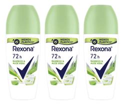 Kit C/3 Desodorant Roll-on Rexona 72h Bamboo & Aloevera 50ml Kit C/3 Desodorant Roll-on Rexona 72h Bamboo & Aloevera 50ml