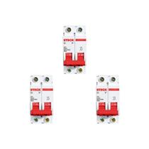 Kit C/3 - Disjuntor Steck Din Bipolar 50A Sd62 3Ka Kit C/3 - Disjuntor Steck Din Bipolar 50A Sd62 3Ka